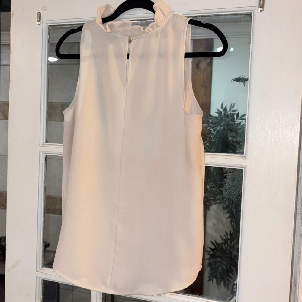 J. Crew Elegant Sleeveless Cream Ruffle Neck Top Small